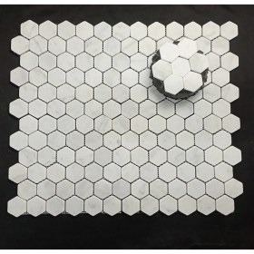 Resim Pietramosaic 2 Inch Hexagon Mugla Beyazı Eskitme Mozaik 