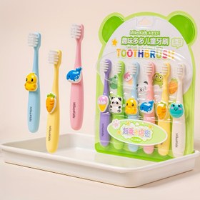 Resim 3-4, 5-6 ve 10-12 Yaş Çocuklar İçin Ultra Yumuşak Kıllı Karikatür Hayvanat Bahçesi Desenli Diş Fırçası Seti - 6'lı Paket 