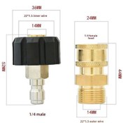 Resim Geeksen M22 İç 14'den 1/4'e Dönüştürücü Hızlı Bağlantı Seti - Yüksek Basınçlı Temizleyici Makinesi Su Borusu Fişi Erkek+dişi 