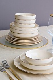 Resim Tabak Evi Sofia Altın Yaldız Porselen Yemek Takımı 24 Parça 6 Kişilik 