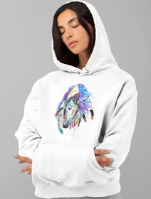 Resim For Yourself Renkli Unicorn Baskılı Hoodie 