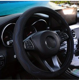 Resim Chenkestoreone Siyah Mavi Pu Deri 3b Delikli 37-38cm Direksiyon Kılıfı Tüm Mevsimler Siyah Mavi 