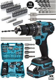 Resim ASSUR 21v Çift Akülü Vidalama Çelik Mandren Kömürsüz Motor Darbeli Şarjlı Matkap 