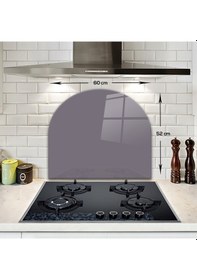 Resim Decorita Cam Ocak Arkası Koruyucu | Oval Şekilli | Düz Renk - Gri 