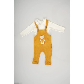Resim Miniko Kids Unisex Ayıcıklı Uzun Kol Badilili Salopet Tulum 