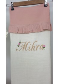 Resim Gros Shop Müslin Yeni Doğan 4katlı Organik %100pamuk Kişiye Özgü Nakışlı Hastane Çıkış Seti Papatya Model-11 Ekru-2 