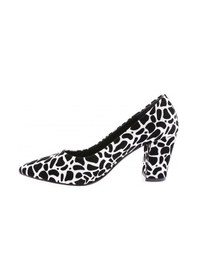 Resim Dgn K129 Kadin Sivri Burun Topuklu Ayakkabi K129-1510-R7159 Siyah Beyaz Yılan 