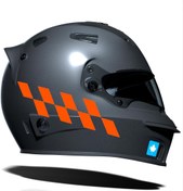 Resim Alev Turuncusu Damalı Kask Motosiklet Sticker Takımı Çınar Extreme Çınar Extreme