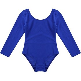 Resim Mavi Kızlar Yürümeye Başlayan Uzun Kollu Leotard Jimnastik Bale Leotard Tulum Dans Kostümleri Mavi 