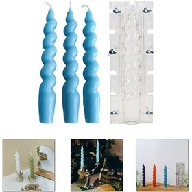 Resim Poli Karbon Mum Kalıbı Şamdanlık Spiral Burgulu Uzun Kalıbı 18 Cm Şeffaf 