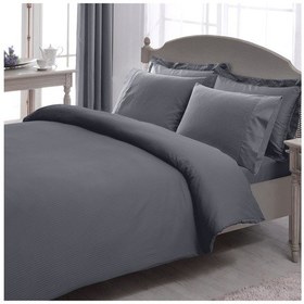 Resim Taç Stripe Basic Nevresim Takımı Antrasit 