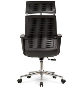Resim Sepya Yönetici Makam - Ofis Müdür - Büro - Çalışma Koltuğu Renk Krom Ayaklı Siyah 