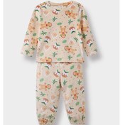Resim Defacto Erkek Bebek Pijama Takımı Yılbaşı Temalı Uzun Kollu Velur Üst Uzun Alt F5561a525wnbg358 Bej-bg358 