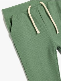 Resim Koton Basic Eşofman Altı Dokulu Beli Bağlamalı Pamuklu Yeşil 5wmb40006tk Yeşil 