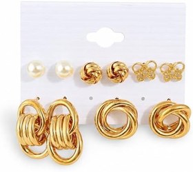 Resim 5 Çift Gold Halka Kelebek Kadın Küpe Seti ev23sr 