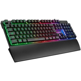 Resim Rampage KB-RX77 Runner USB Rainbow Aydınlatmalı Q Bilek Destekli Klavye Siyah 