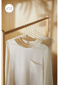 Resim Ocean Home Textile 12'li Mat Beyaz Renk Kauçuk Kaplamalı Metal Giysi Askısı 20.50 x 42 x 0.3 cm 