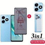 Resim 3'ü 1 arada Tecno Spark 20 Pro Gizlilik Ekran Koruyucu Seti - Mat Anti-Casus Temperli Cam + Polikarbonat Kamera Lens Filmi + Koruyucu Arka Kapak Kılıfı 