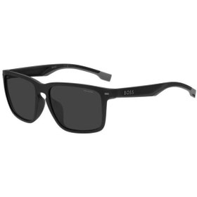 Resim Hugo Boss Erkek Siyah-Yeşil Polarize Aynalı Cam Selüloz Asetat (Selüloid) Kapalı Çerçeve Dikdörtgen Güneş Göz 