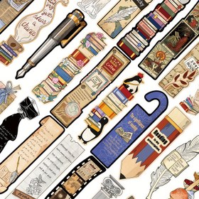 Resim 30 Adet Vintage Kitap Ayracı - Renkli, Dayanıklı Kağıt İşaretleyiciler - Kitap Severler & Sınıf Kullanımı İçin Mükemmel Hediye, Okuma İçin Kitap Ayracı 