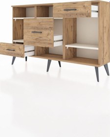 Resim Arges Konsol 4 Raflı 3 Çekmeceli 132x30x83 Çam-aytaşı/çam Aytaşı/çam 