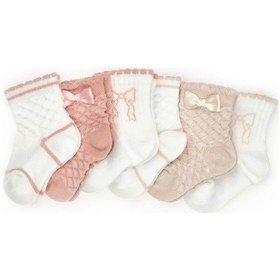 Resim Babycosy Organic Wear Csyc1004 Bebek 6'lı Fiyonklu Çorap %100 Organik Pamuk, Bebek - Yenidoğan - Csyc1004 Taş Rengi 