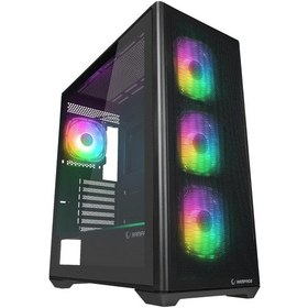 Resim Rampage Vortex V3 Siyah Mesh Temperli Cam 4 Rgb Fan + Hub E-atx Gaming Kasa 