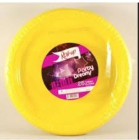 Resim Roll-up Plastık Sarı Renklı Partı Tabak 25 Lı Yuvarlak 22 Cm 