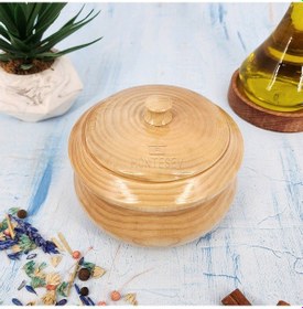 Resim Ahşap Kapaklı Şekerlik Tuzluk Baharatlık Çerezlik Kase Naturel 1 
