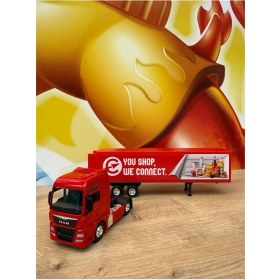 Resim Scntoys Man 4x2 ve Dorse Tır Çekici Oyuncak Metal Tır Çekici Dorseli Oyuncak Market Tırı Kapakları Açılır 