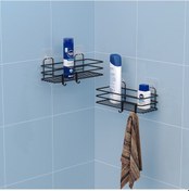 Resim Teknotel Yapışkanlı Kancalı 2 Adet Banyo Rafı Mat Siyah St217H Siyah 