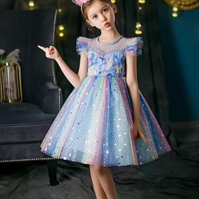 Resim Kızlar için Kolsuz Prenses Elbisesi Kalp Çiçek Desenli - Diz Boyu Tül Etek, Fırfırlı Omuzlar & Tül Örtüsü, Yaz Doğum Günleri, Düğünler ve Günlük Giyim için Mükemmel, Kızlar için Prenses Elbiseleri, Düğün Kıyafeti, Tatlı Stil, Zarif Detaylar, Şık Çocuk Kıyafeti, Moda Severler 