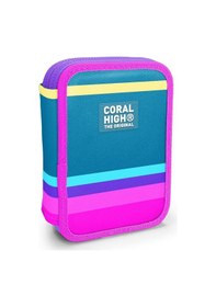 Resim Coral High İki Karlı Organizer Kalemlik - Yeşil Pembe Sarı Desenli, Kız Çocuk, Yeşil Pembe Sarı Desenli Yeşil - Sarı 