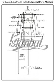 Resim Manken İstanbul 42 Beden Yüksek Kalite Döküm Ayak Kollu Fransız Profesyonel Prova Mankeni Terzi Mankeni 