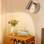 Resim Modern Manyetik LED Duvar Apliksi - Kablosuz, Dokunmatik Kontrollü Gece Lambası ve USB Şarj Edilebilir Pil, Yatak Yanı veya Okuma için Şık Beyaz Tasarım, Delme Gerektirmez, Yatak Yanı Okuma Işığı | Modern Duvar Apliksi | Sorunsuz Entegrasyon 