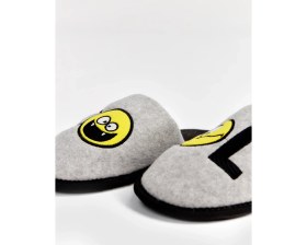 Resim COLL-S - Emojili Gri Erkek Ev Terliği 