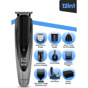 Resim Goldmaster Cool Profesyonel Kablolu Kablosuz Dijital Göstergeli 12IN1 Erkek Bakım Seti Taşıma Çantalı GM-8154 