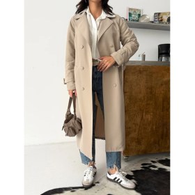 Resim Comstar Kadın Klasik Cepli Kuşaklı Trend Midi Krem Trençkot 