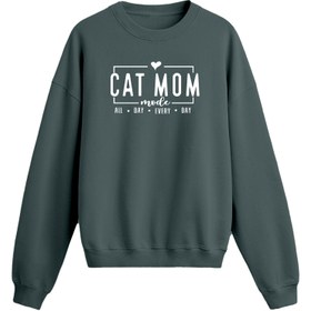 Resim Cat Mom - Oversize Sweatshirt - Antrasit / L 