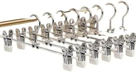 Resim BRE HOME 3 Adet Ayarlanabilir Klipsli Pantolon Etek Elbise Askısı Krom Metal 