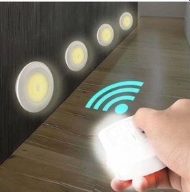 Resim 3lü Uzaktan Kumandalı Pilli Yapışkanlı Kablosuz Led Spot Lambalar Çok Renkli 