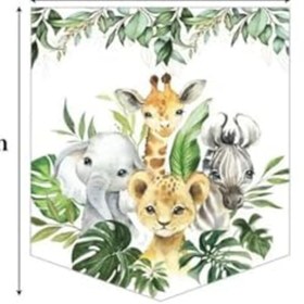 Resim GARENTAS Doğum Günü Bannerı, Safari Temalı Yazı ile 