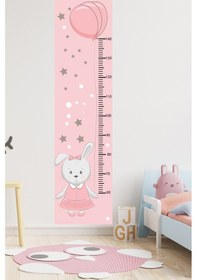 Resim Sevimli Tavşan ve Balon Temalı Çocuk Odası Boy Ölçer Sticker 