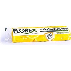 Resim Florex Büzgülü Limon Kokulu Orta Boy Çöp Torbası 25 Adet Sarı 55 x 60 CM 