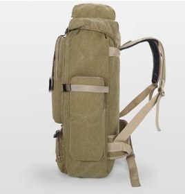Resim Maoyaya Erkekler İçin 80l Haki Tuval Trekking Sırt Çantası, Kamp Yürüyüş Çantası 