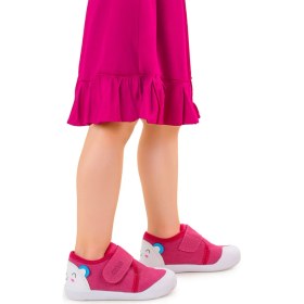 Resim Kiko Kids Catly Cırtlı Kız Bebek Panduf Ayakkabı Fuşya Renkli Tekstil Materyal ile Rahat Kullanım 