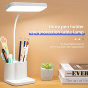 Resim 1 adet JDY Şarj Edilebilir LED Masa Lambası, Cilalı Kaplama, Ayarlanabilir Parlaklık ve Renk Sıcaklığı, USB Şarj, 5V, Yumurta Kolu Tasarımı, Yatak Odası, Ofis, Müzik Standı için - Karartılabilir Dokunmatik Kontrol, Ev Ofisi, Yatak Odası Aydınlatması için Masa Lambaları, Şık Silindirik Tasarım, USB Şarj Lambası 