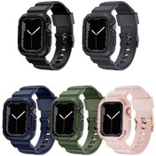 Resim iOS Uyumlu Watch Serisi 8 & 7 45mm / Se 2 & 6 & Se & 4 44mm / 3 & 2 & 1 42mm İçin Entegre Karbon Fiber Desen Silikon Saat Kayışı 