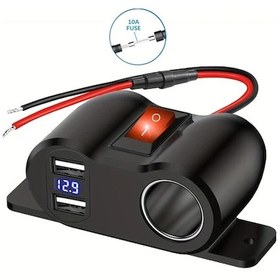 Resim Honeybeeshop 12v Çift Usb Çıkışlı Güç Anahtarlı Pd3 0 Usb C Qc3 0 Usb Portlu Voltmetreli Araç Şarj Cihazı Bluray Usb Tip A 4 2a 12 Volt Adaptör Tekne Deniz Kamyon Karavan Golf Utv 