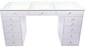 Resim CW Milano Makyaj Masası Cam Tablalı 13 Çekmeceli 